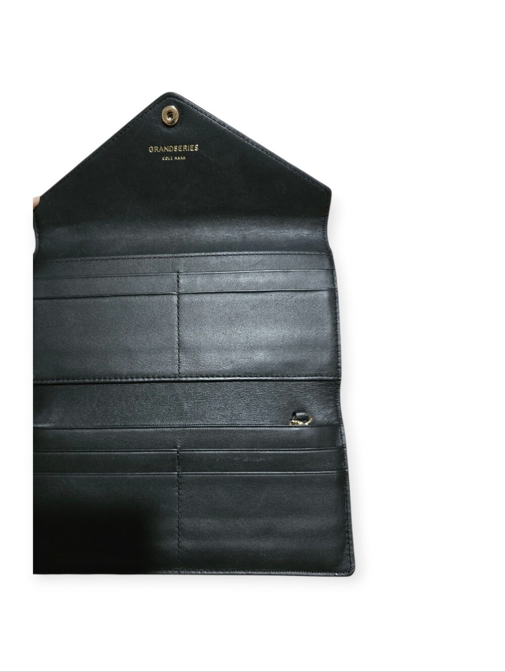 Cole Haan Black Leather GrandSeries Long Wallet with Gold Logo - Picture 4 of 6